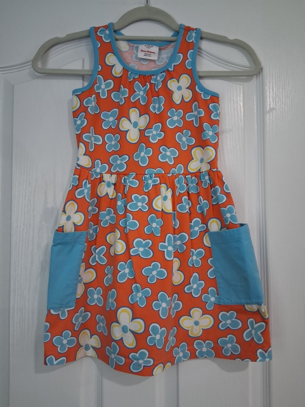 Hanna Andersson Girls Sleeveless Playground Pocket Dress Daisy Retro Floral